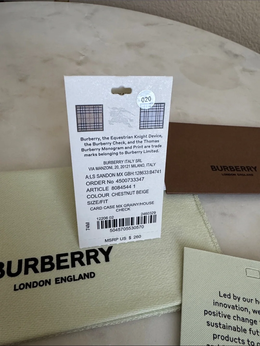 Burberry Chestnut Beige and Red Striped Card Holder
